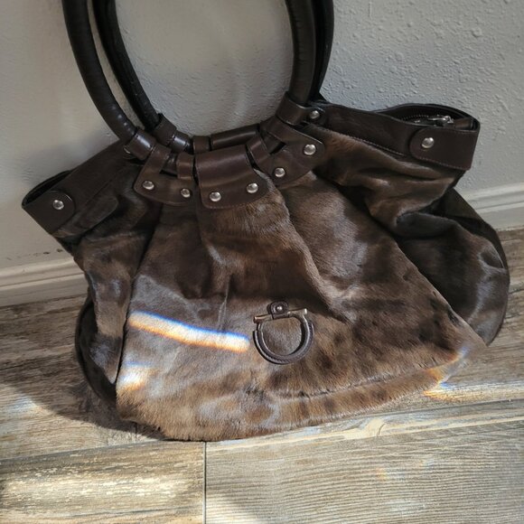Salvatore Ferragamo Brown Fur Celtico Women's Bag‎  - Mint Condition Authentic - Picture 10 of 13